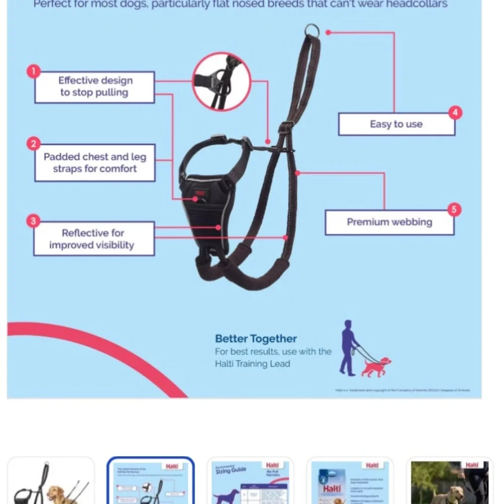 Halti nylon no pull dog harness size medium